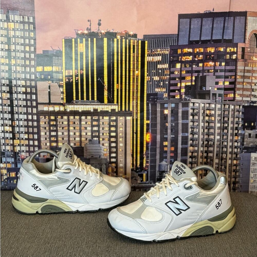 New Balance Cream and Gray Athletic Shoes